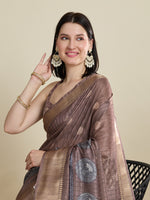 Thumbnail for Vedant Vastram Cotton Silk Fancy Jacquard Bollywood Saree - Brown - Dista