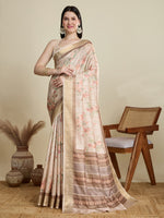 Thumbnail for Vedant Vastram Cotton Silk Fancy Jacquard Bollywood Saree - Cream - Dista