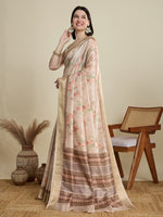 Thumbnail for Vedant Vastram Cotton Silk Fancy Jacquard Bollywood Saree - Cream - Dista