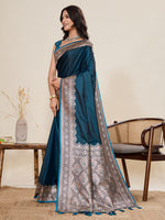 Thumbnail for Vedant Vastram Soft Litchi Silk Banarasi Silk Jacquard Saree - Rama - Dista