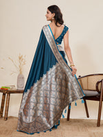 Thumbnail for Vedant Vastram Soft Litchi Silk Banarasi Silk Jacquard Saree - Rama - Dista