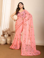 Thumbnail for Vedant Vastram Georgette Printed Fancy Saree - Peach - Distacart
