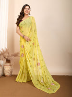 Thumbnail for Vedant Vastram Georgette Printed Fancy Saree - Yellow - Distacart
