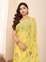 Thumbnail for Vedant Vastram Georgette Printed Fancy Saree - Yellow - Distacart