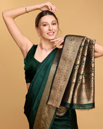 Thumbnail for Vedant Vastram Soft Litchi Silk Banarasi Silk Saree - Green - Distacart