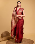 Thumbnail for Vedant Vastram Soft Litchi Silk Banarasi Silk Saree - Red - Distacart