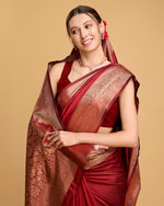 Thumbnail for Vedant Vastram Soft Litchi Silk Banarasi Silk Saree - Red - Distacart