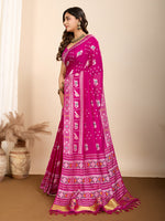 Thumbnail for Vedant Vastram Maslin Dola Silk Kanjeevaram Silk Saree - Magenta - Distacart