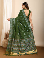 Thumbnail for Vedant Vastram Maslin Dola Silk Kanjeevaram Silk Saree - Mahendi - Distacart