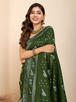 Thumbnail for Vedant Vastram Maslin Dola Silk Kanjeevaram Silk Saree - Mahendi - Distacart