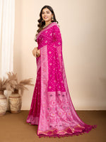 Thumbnail for Vedant Vastram Maslin Dola Silk Kanjeevaram Silk Saree - Magenta - Distacart