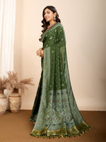 Thumbnail for Vedant Vastram Maslin Dola Silk Kanjeevaram Silk Saree - Mahendi - Distacart