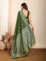 Thumbnail for Vedant Vastram Maslin Dola Silk Kanjeevaram Silk Saree - Mahendi - Distacart