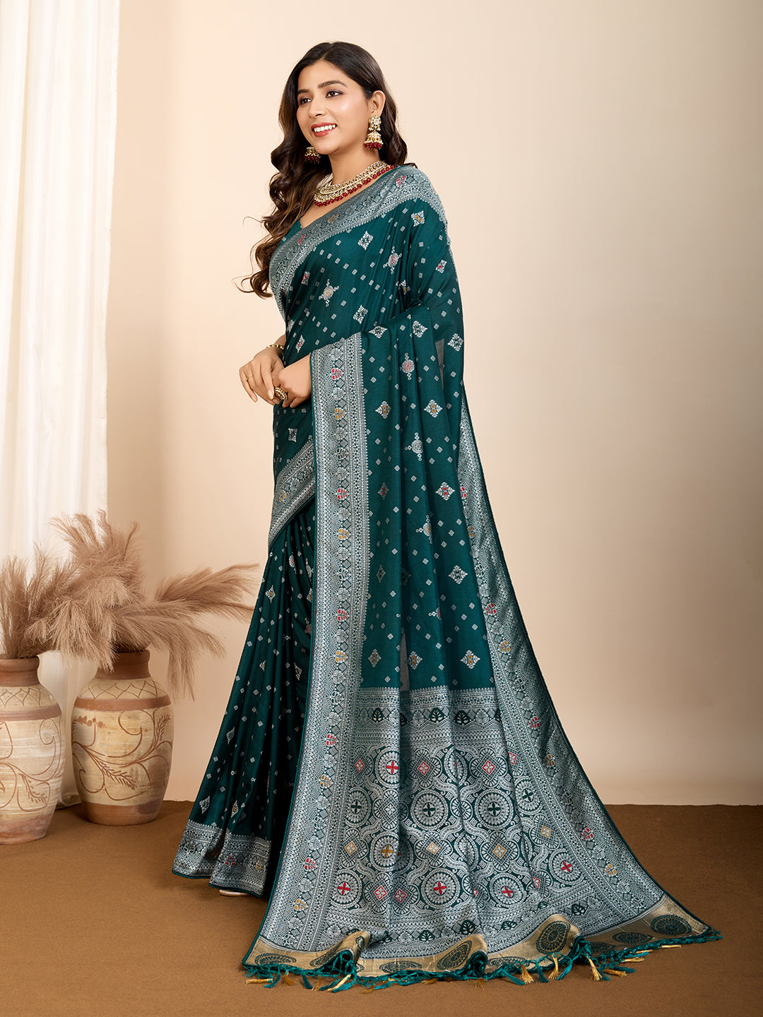 Vedant Vastram Maslin Dola Silk Kanjeevaram Silk Saree - Morpich - Distacart