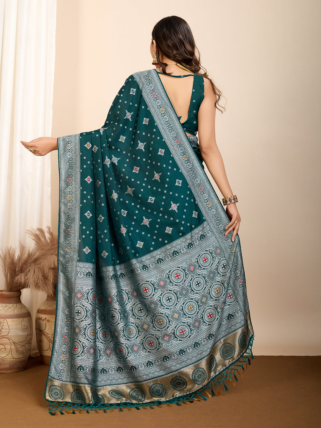 Vedant Vastram Maslin Dola Silk Kanjeevaram Silk Saree - Morpich - Distacart