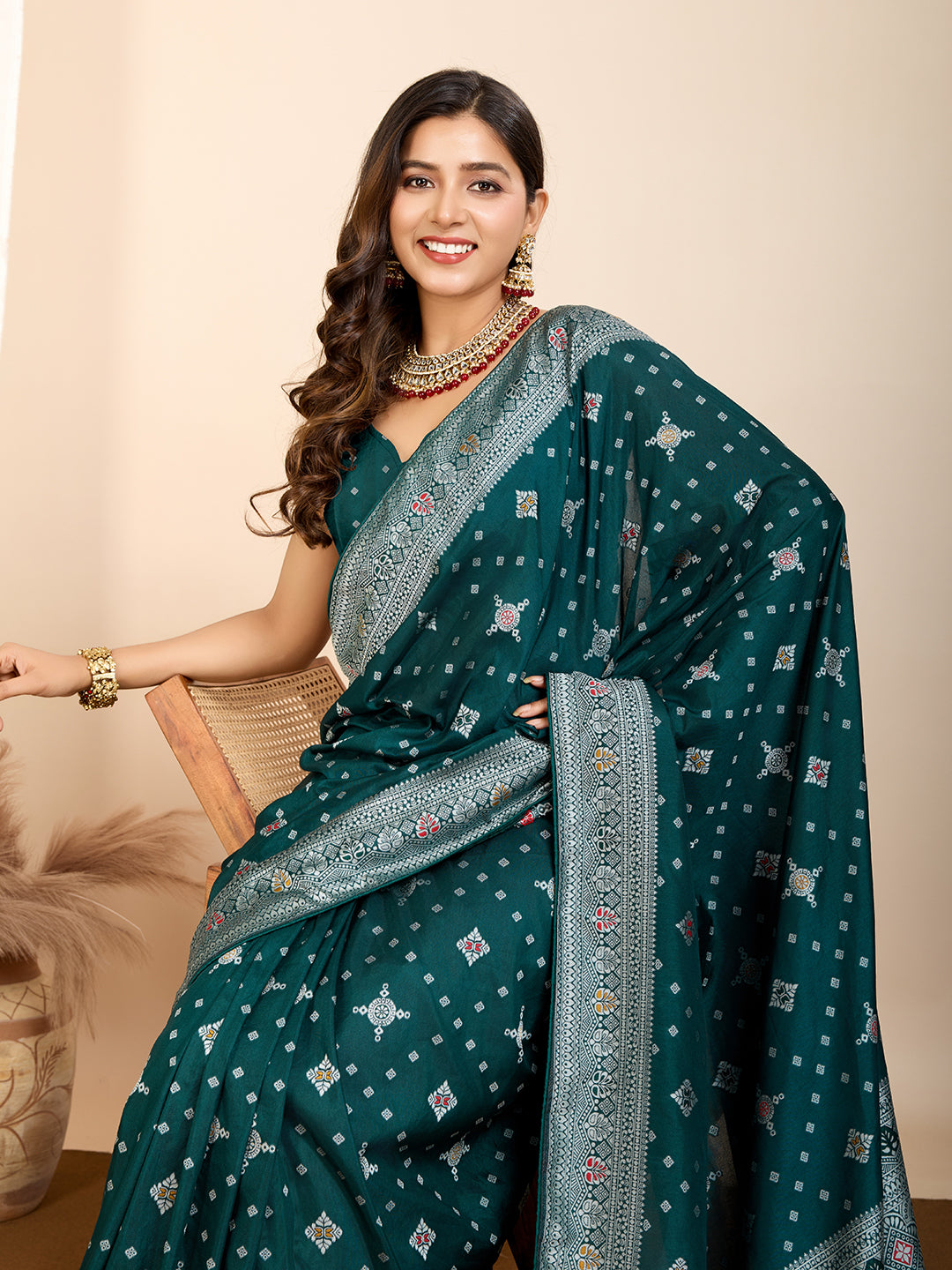 Vedant Vastram Maslin Dola Silk Kanjeevaram Silk Saree - Morpich - Distacart