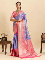 Thumbnail for Vedant Vastram Soft Litchi Silk Kanjeevaram Silk Jacquard Saree - Lavender - Distacart
