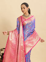 Thumbnail for Vedant Vastram Soft Litchi Silk Kanjeevaram Silk Jacquard Saree - Lavender - Distacart