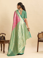 Thumbnail for Vedant Vastram Soft Litchi Silk Kanjeevaram Silk Jacquard Saree - Peach - Distacart