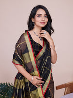 Thumbnail for Vedant Vastram Cotton Silk Jacquard Fancy Saree - Black - Distacart