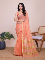 Thumbnail for Vedant Vastram Cotton Silk Jacquard Fancy Saree - Peach - Distacart