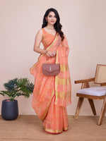 Thumbnail for Vedant Vastram Cotton Silk Jacquard Fancy Saree - Peach - Distacart