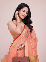 Thumbnail for Vedant Vastram Cotton Silk Jacquard Fancy Saree - Peach - Distacart
