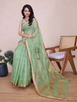 Thumbnail for Vedant Vastram Cotton Silk Jacquard Fancy Saree - Pista - Distacart