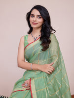 Thumbnail for Vedant Vastram Cotton Silk Jacquard Fancy Saree - Pista - Distacart