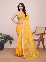 Thumbnail for Vedant Vastram Cotton Silk Jacquard Fancy Saree - Yellow - Distacart