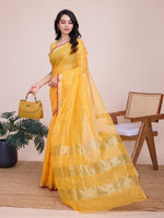 Thumbnail for Vedant Vastram Cotton Silk Jacquard Fancy Saree - Yellow - Distacart
