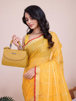 Thumbnail for Vedant Vastram Cotton Silk Jacquard Fancy Saree - Yellow - Distacart