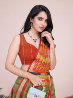 Thumbnail for Vedant Vastram Cotton Silk Jacquard Fancy Saree - Mahendi - Distacart