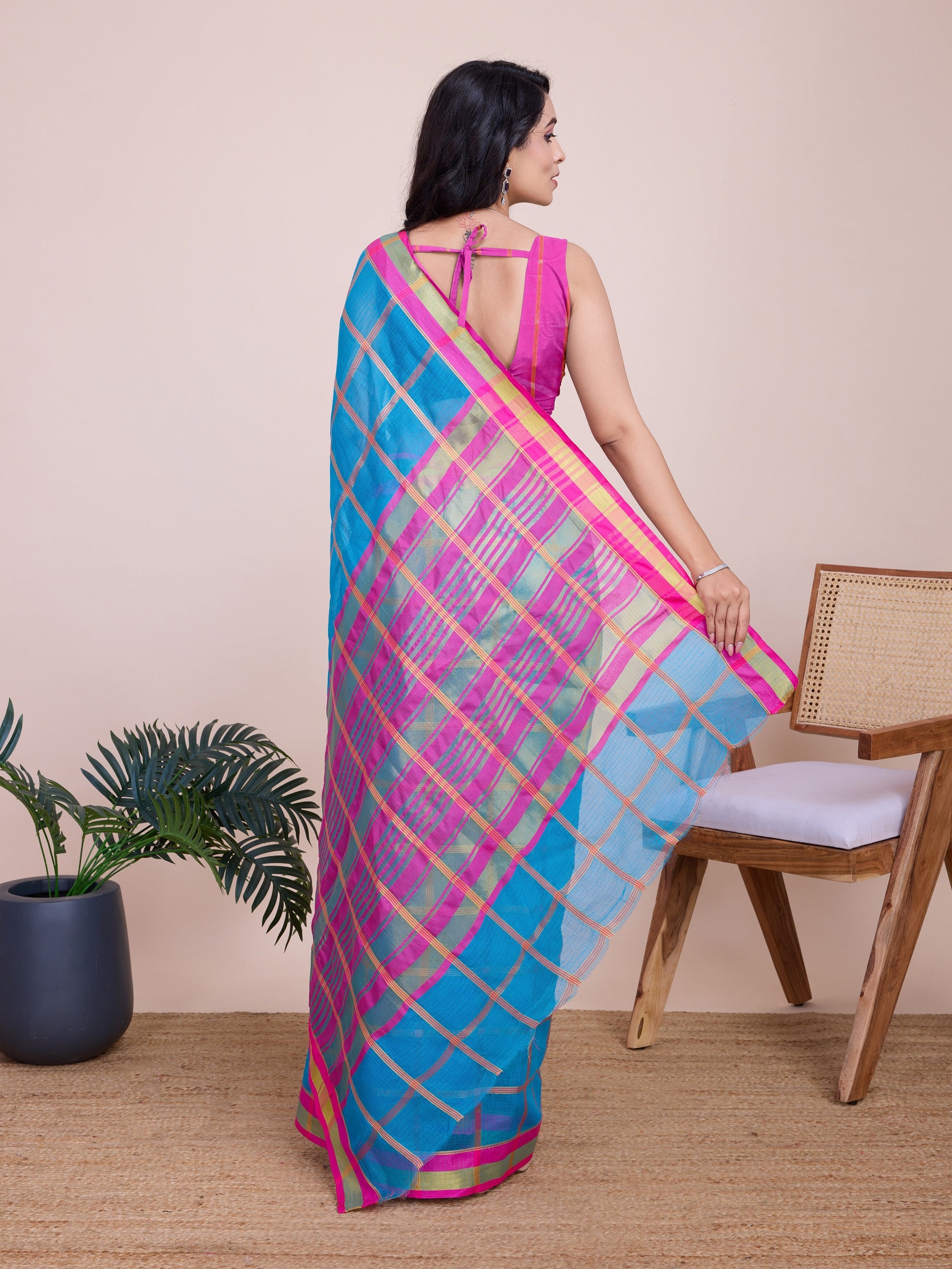 Vedant Vastram Cotton Silk Jacquard Fancy Saree - Rama - Distacart