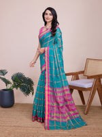 Thumbnail for Vedant Vastram Cotton Silk Jacquard Fancy Saree - Seagreen - Distacart