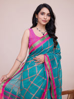 Thumbnail for Vedant Vastram Cotton Silk Jacquard Fancy Saree - Seagreen - Distacart