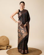 Thumbnail for Vedant Vastram Soft Litchi Silk Banarasi Silk Saree - Black - Distacart