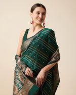 Thumbnail for Vedant Vastram Soft Litchi Silk Banarasi Silk Saree - Green - Distacart