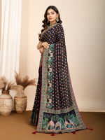 Thumbnail for Vedant Vastram Maslin Cotton Printed & Hand work Fancy Saree - Black - Distacart
