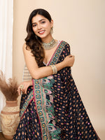 Thumbnail for Vedant Vastram Maslin Cotton Printed & Hand work Fancy Saree - Black - Distacart