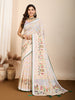 Vedant Vastram Maslin Cotton Printed & Hand work Fancy Saree - White - Distacart