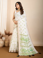 Thumbnail for Vedant Vastram Maslin Cotton Printed & Hand work Fancy Saree - Pista - Distacart
