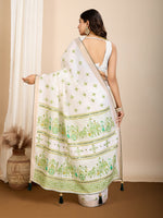 Thumbnail for Vedant Vastram Maslin Cotton Printed & Hand work Fancy Saree - Pista - Distacart