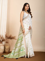 Thumbnail for Vedant Vastram Maslin Cotton Printed & Hand work Fancy Saree - Pista - Distacart