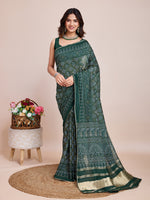Thumbnail for Vedant Vastram Semi Cotton Bandhani Printed Saree - Green - Distacart