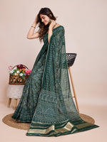 Thumbnail for Vedant Vastram Semi Cotton Bandhani Printed Saree - Green - Distacart