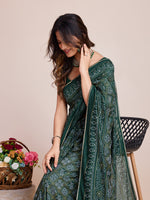 Thumbnail for Vedant Vastram Semi Cotton Bandhani Printed Saree - Green - Distacart