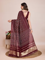Thumbnail for Vedant Vastram Semi Cotton Bandhani Printed Saree - Maroon - Distacart