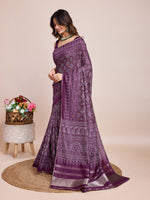 Thumbnail for Vedant Vastram Semi Cotton Bandhani Printed Saree - Wine - Distacart