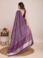 Thumbnail for Vedant Vastram Semi Cotton Bandhani Printed Saree - Wine - Distacart